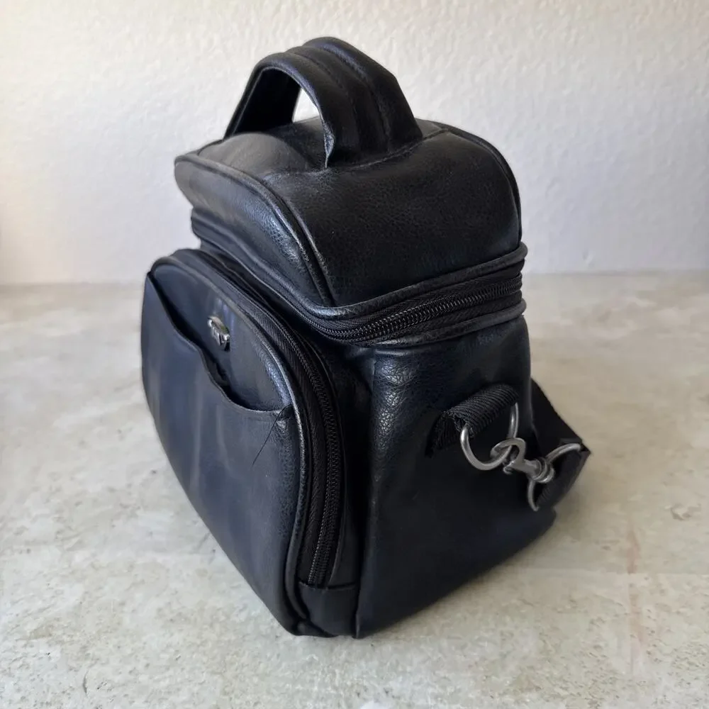 ICON Faux Leather Camera Bag Detachable Adjustable Shoulder Strap Storage Divide